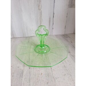 Vintage uranium green glass serving tray unique kitchen home decor